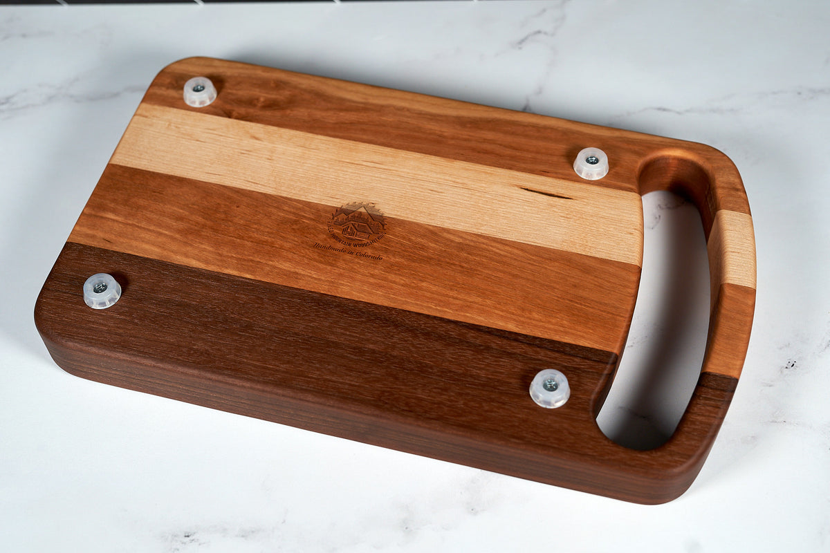 Black Walnut, Maple and Cherry Duo-Zone Cutting Board - 16"x9.5"