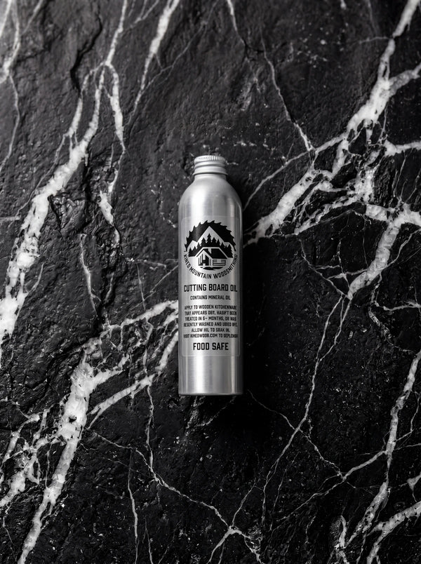 Bottle of food-safe cutting board oil for wooden boards and butcher blocks.