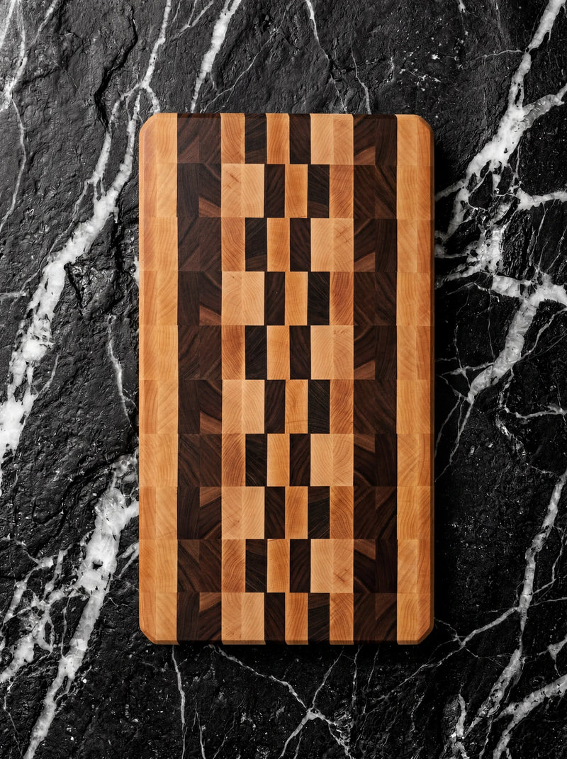 Black Walnut and Hard Maple End Grain Butcher Block - 22" x 11"