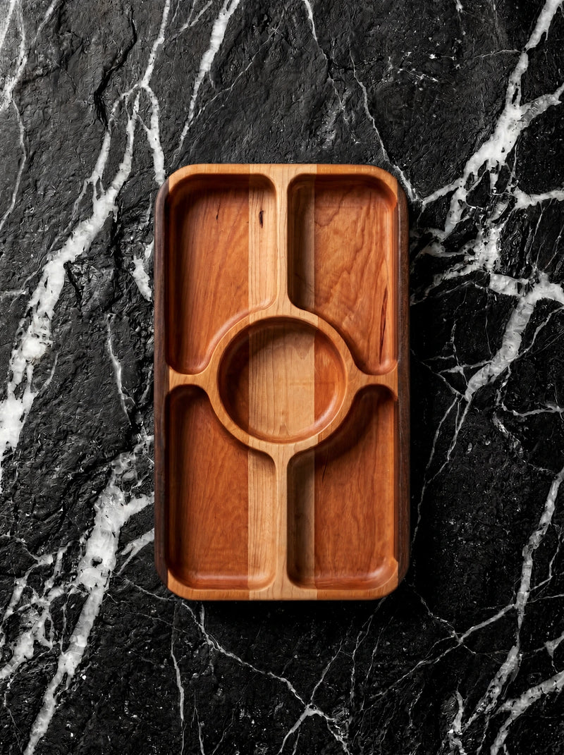 American Walnut, Cherry, and Hard Maple Serving Tray 14" x 8"