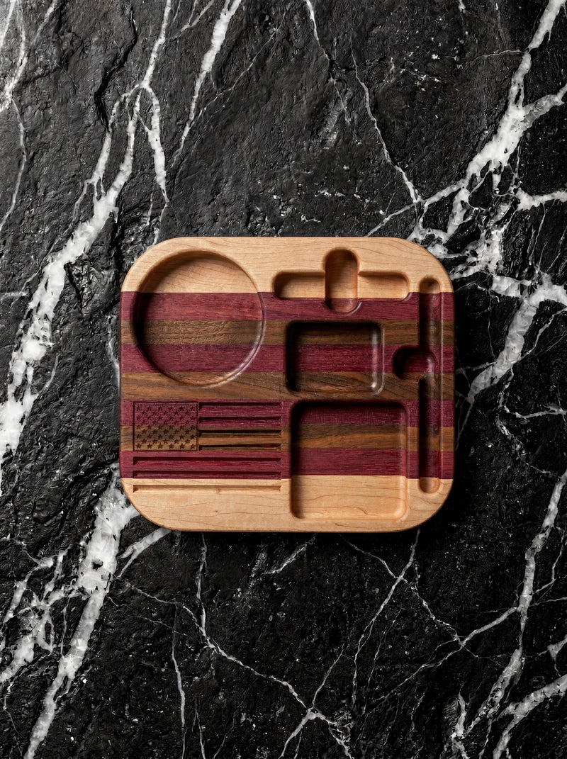 Purple Heart, Black Walnut and Hard Maple Desk Organizer - 10" x 9"