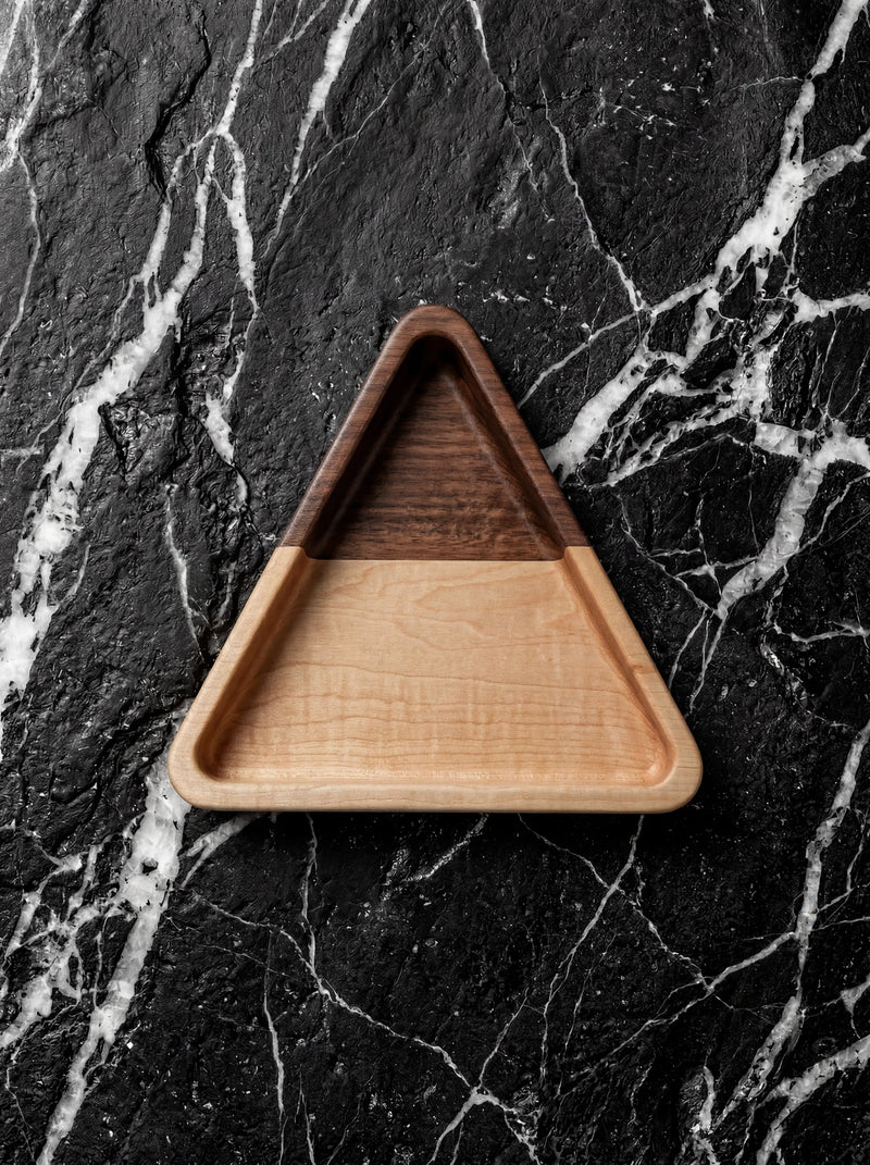 Black Walnut, and Maple Catchall Tray - Triangle 9.75"x8.5"