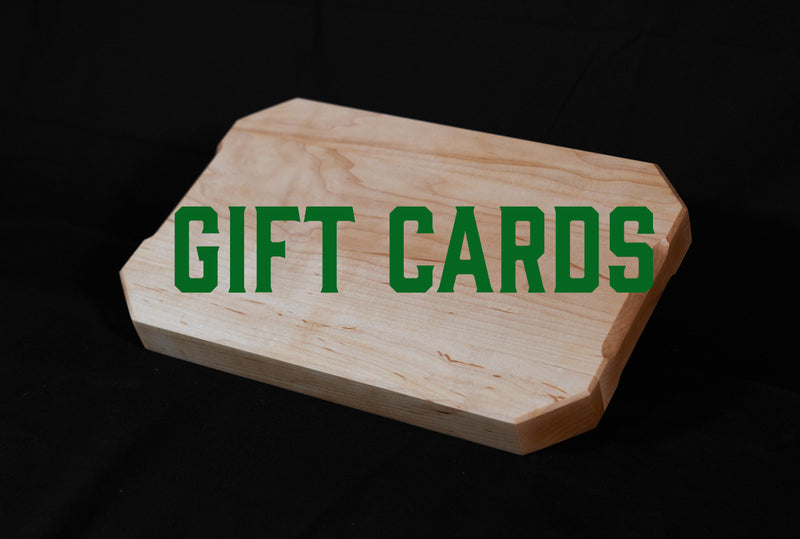 Kineo Mountain Woodsmithing gift cards featuring a scenic mountain landscape design on a rectangular card.