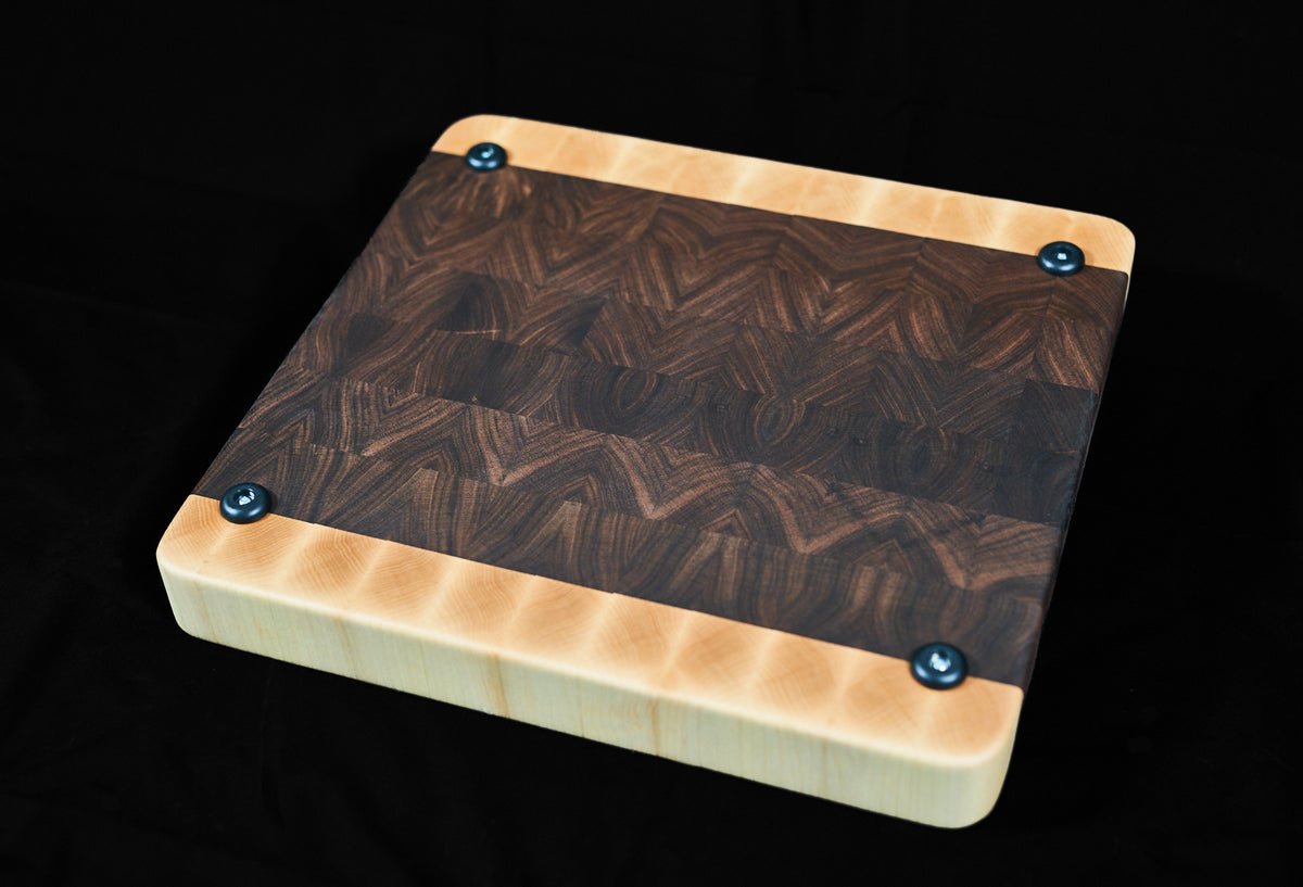 Black Walnut and Hard Maple End Grain Butcher Block - 17" x 16"