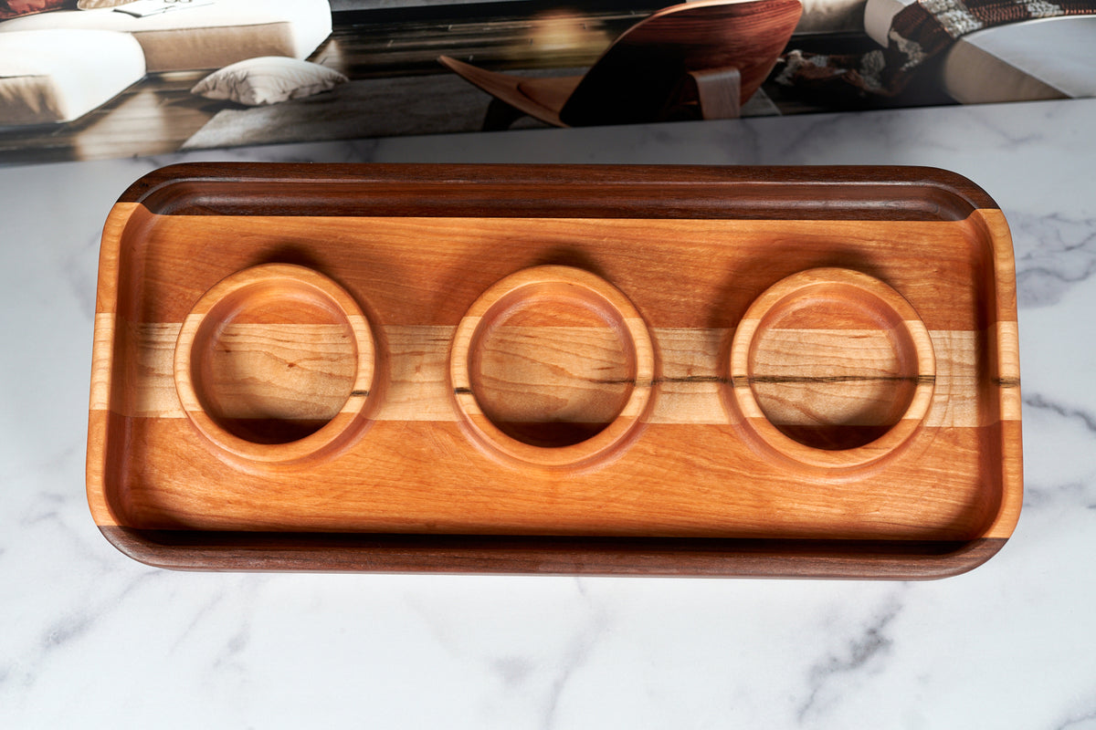 American Walnut, Cherry, and Hard Maple Serving Tray 20" x 9"