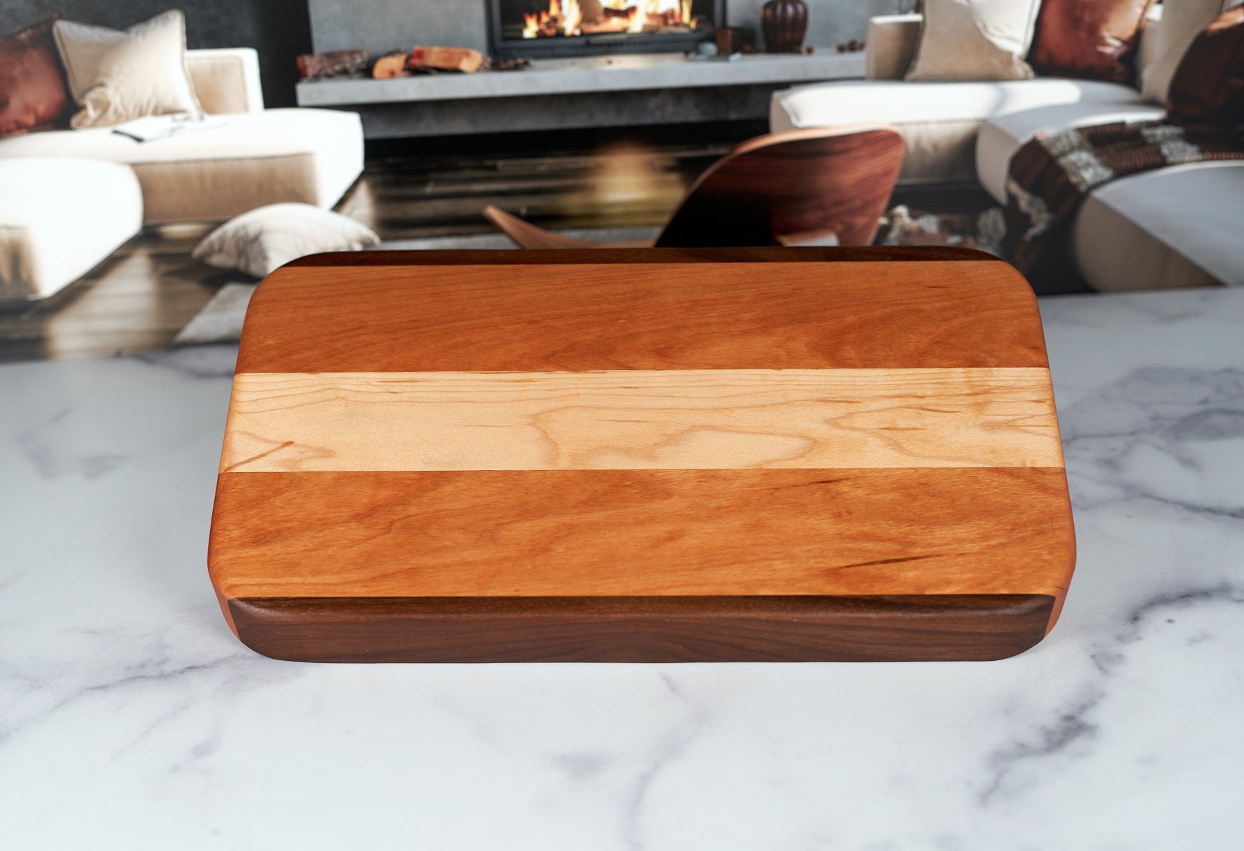 American Walnut, Cherry, and Hard Maple Serving Tray 14" x 8"