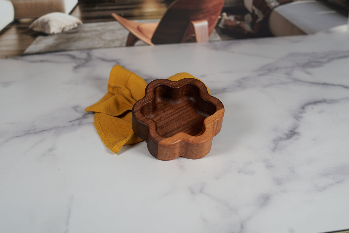 Black Walnut, and Cherry Catchall Tray - Six Point Star 5"x4.5"