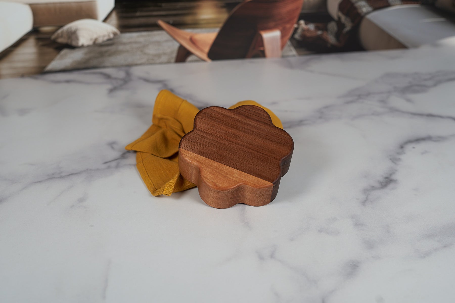 Black Walnut, and Cherry Catchall Tray - Six Point Star 5"x4.5"