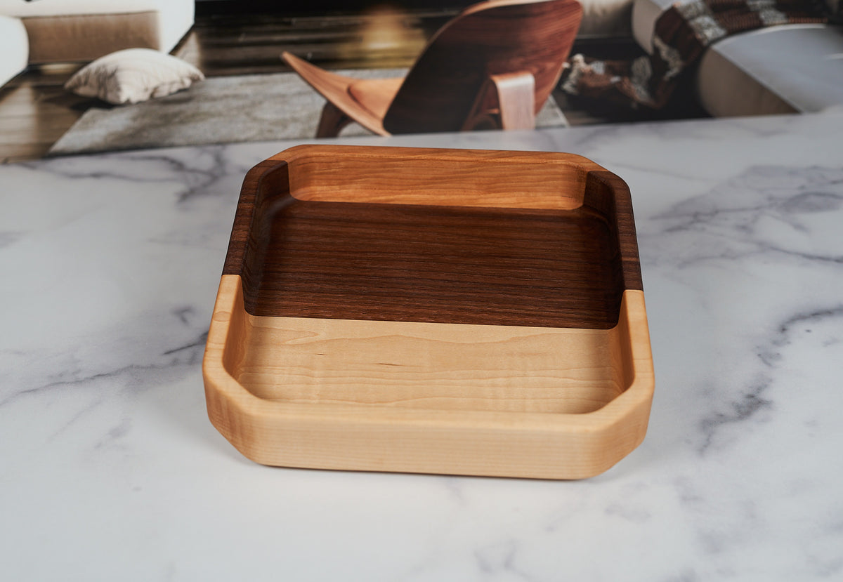 Black Walnut, Maple and Cherry Catchall Tray - Square 9"x9"