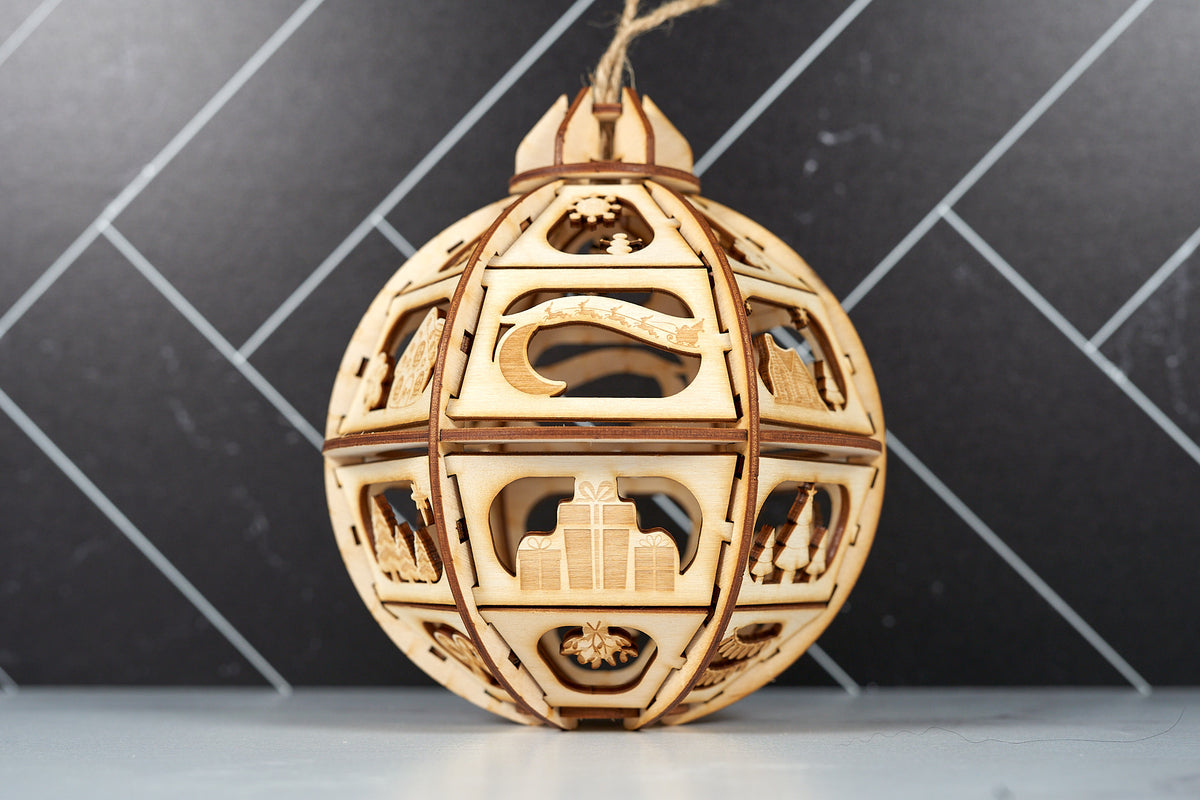 Wooden Christmas Globe Ornament