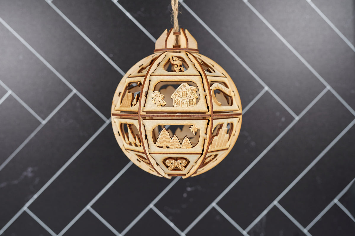 Wooden Christmas Globe Ornament