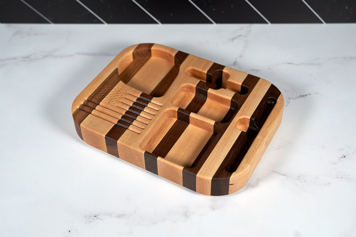 Black Walnut and Hard Maple Desk Organizer - 11" x 9"