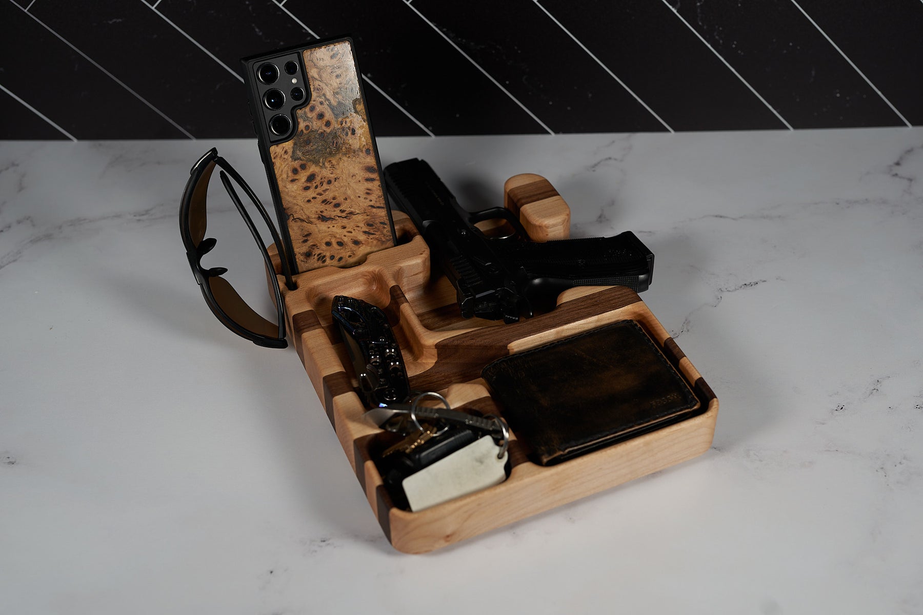 Black Walnut and Hard Maple EDC Tray - 9" x 11"