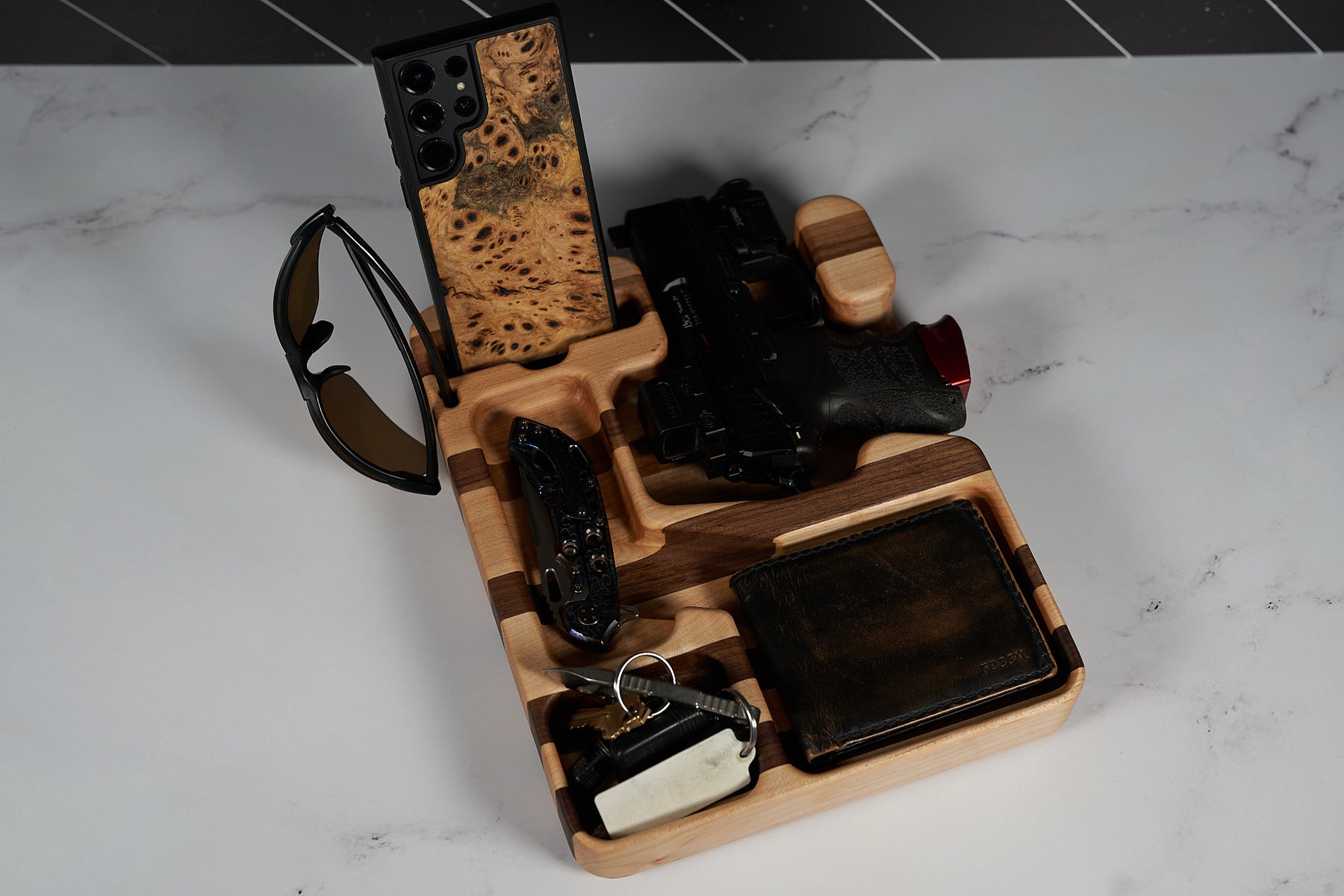 Black Walnut and Hard Maple EDC Tray - 9" x 11"