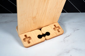 Kineo Mountain Woodsmithing Capitol Peak Cookbook Stand 2.0, wooden kitchen accessory for holding cookbooks securely.